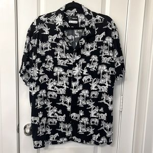 Zebra pattern short sleeve button down sz XXL
